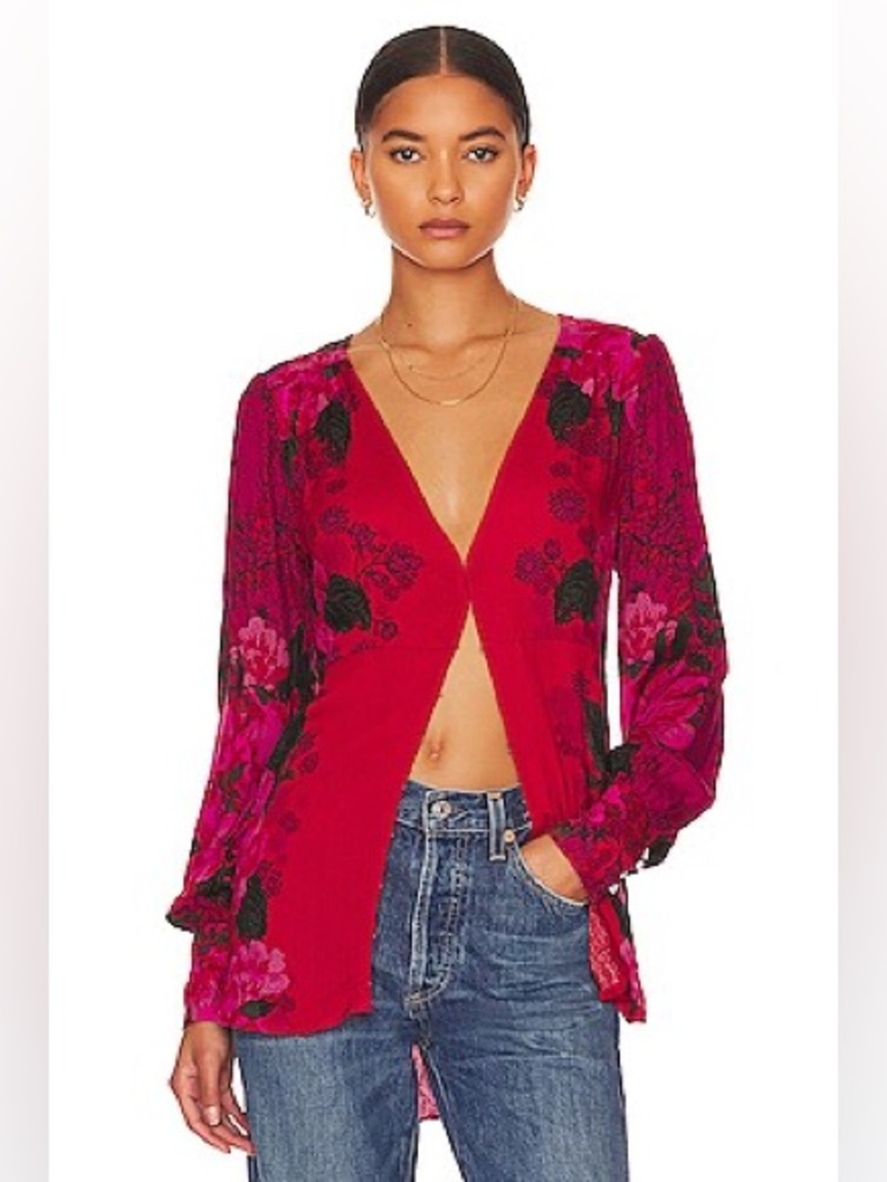 **SOLD** Free People Mikayla Printed Blouse in Scarlett Combo